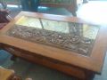 Wooden Carved Glass Table