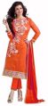 Orange Embroidered Chanderi Churidar Suits