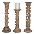Carved Wooden Candle Holders