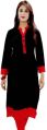 Plain Black Cotton Unstitched Kurti