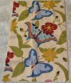 Crewel Rug Butterfly Cream Chain Stitched Wool Rug