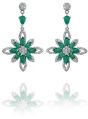 7 Emerald Earring, Diamond Stars Drop Earring