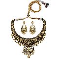 Meenakari Antique gold plated hasli wedding necklace set