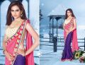 Pink Purple Flower Embroidered Border Fancy Party Sarees
