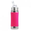 Pura Kiki 11oz Pink Sleeve Straw Stainless Steel Bottle