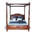 Four Poster Bed: Dark Brown, King Size