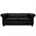 Jacob Chesterfield 3 Seater Sofa: Black, Leather