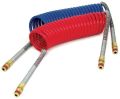 Tractor trailer coiled air hoses