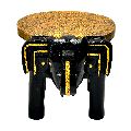 Handcrafted Wooden and Brass Elephant Stool