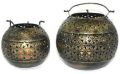 Set of Two Iron Lota Tea Light Holders