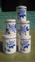 Hand painted Metalware Spice canister set