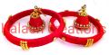 Silk thread bangles with cone shaped earrings