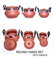 Terracotta Round Handi Set With Handle (3P/C)