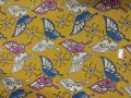kalamkari cotton fabric yellow butterfly