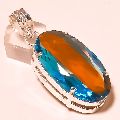 Multi colors gemstone .925 plated silver pendant jewelry