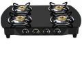 Round Stainless Steel & Glass Four Burner LPG Stove