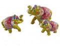 Elephant Set of Three with artistic painting of Rajasthan