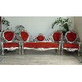 Steel Wood Silver Red Plain Polished Designer Sofa Set