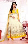 Off White Yellow Party Wear Attractive Long Anarkali Suit