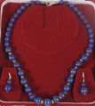 Lapis Lazuli Round Beads Necklace with Earings