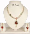Gold Plated Multi Color Cz Diamond Necklace Earring Set