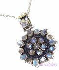 Sterling Silver Stone Studded Pendant Necklace